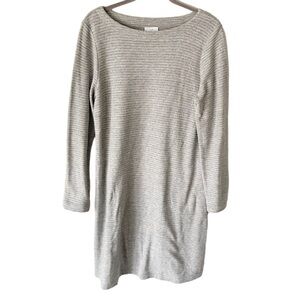 J. Jill Sweater Dress Women's Medium Gray Ribbed Minimalist Modest Utilitarian